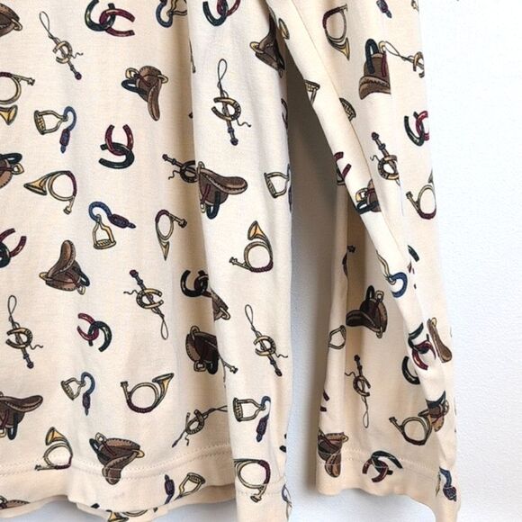 Talbot's Cotton Equestrian Print Turtleneck Vintage Size M - Picture 4 of 10